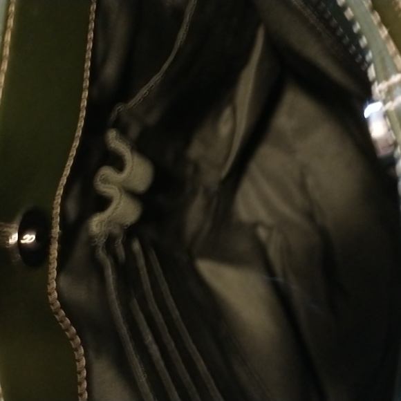 Wilsons Leather forest green tote bag w lots of pockets and room, silver… - Picture 6 of 16